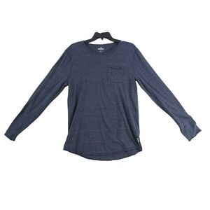 Hollister Mens Small Navy Blue Heathered Long Sleeve Pocket T-Shirt 85-2639